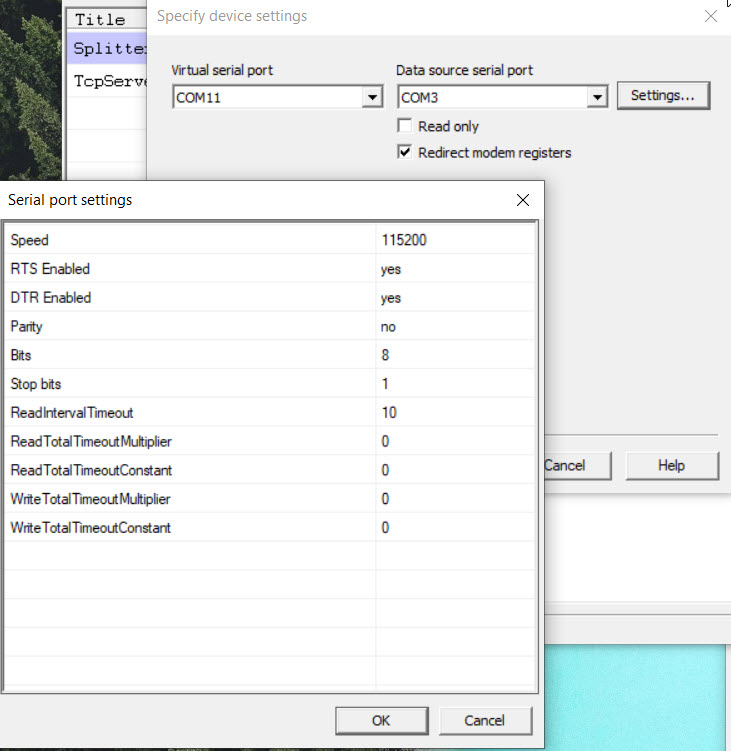 Configuring the device settings inside of the VSP software.