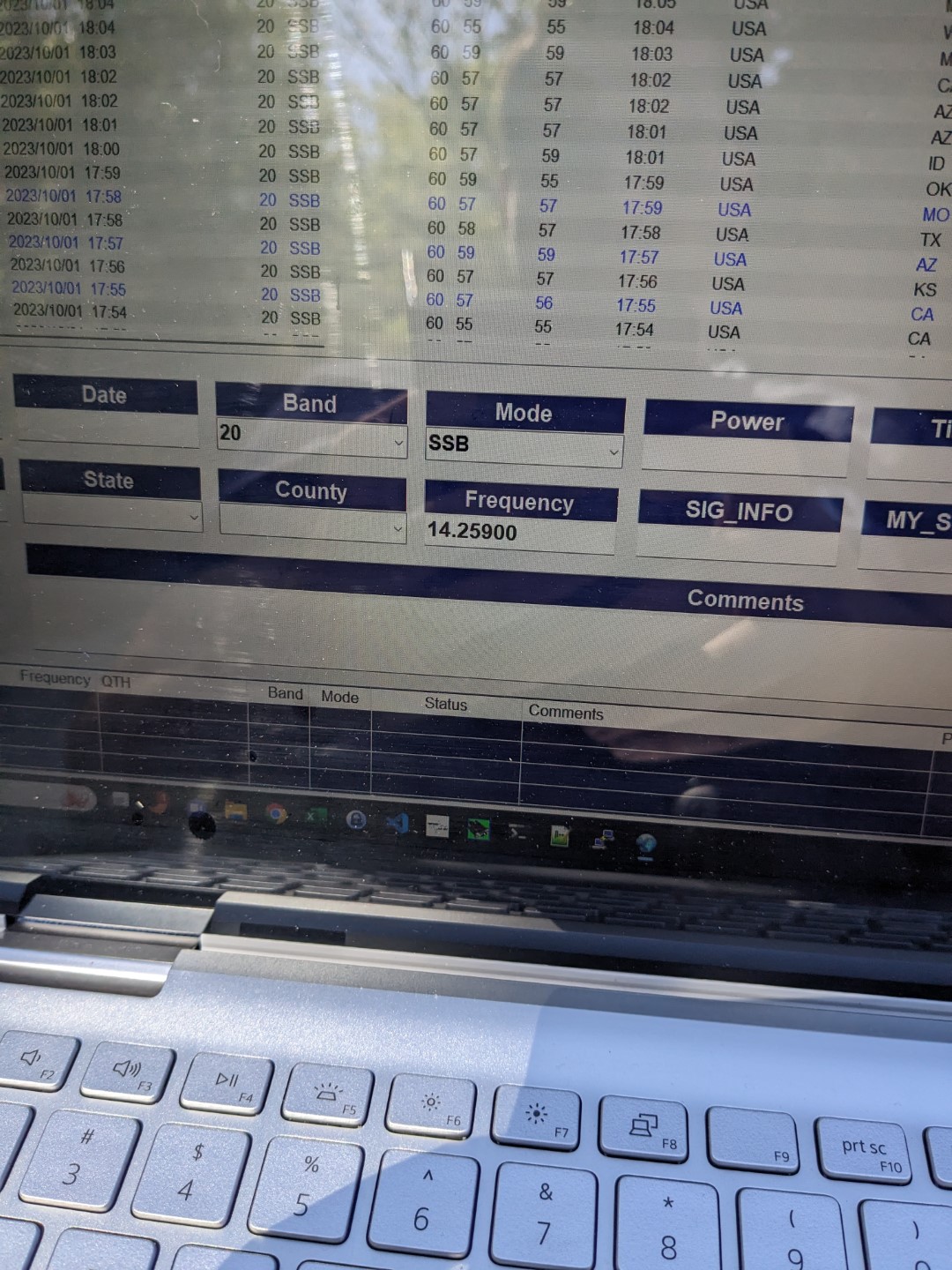 The N3FJP Amateur Contact Logger set up to record POTA activations.